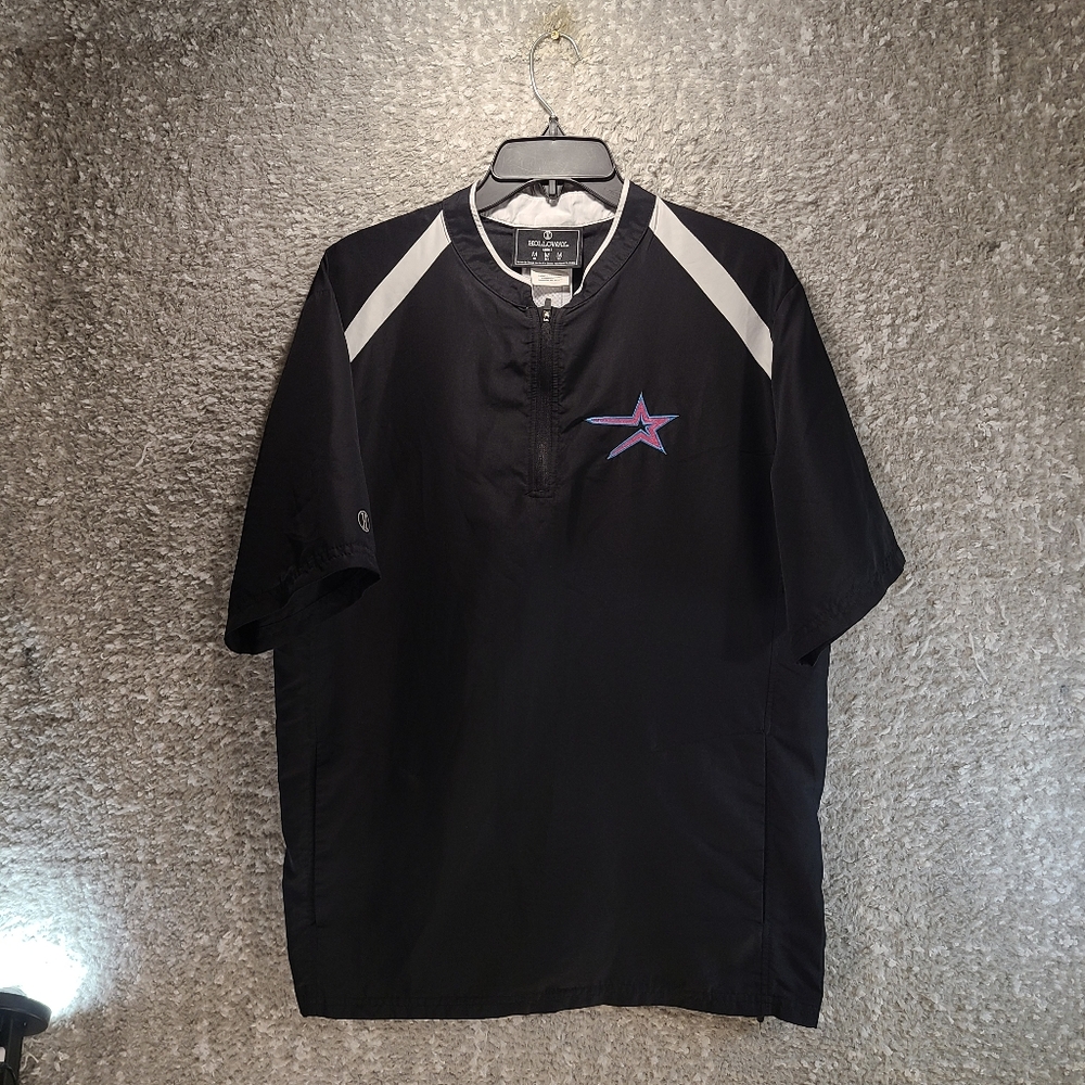 Holloway Windbreaker Jacket Mens M Black Short Sleeve 1/4 Zip Pullover Polyester